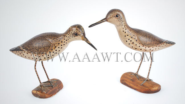 Antique Carvings, Pair of Spotted Sandpipers, Orcutt, pair view